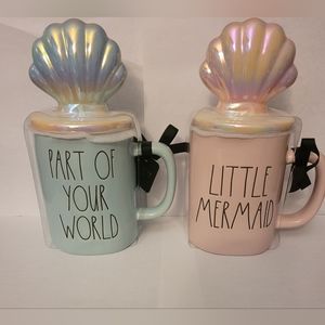 New Rae Dunn Mug Lot-The Little Mermaid Ariel-Part of Your World w/Toppers